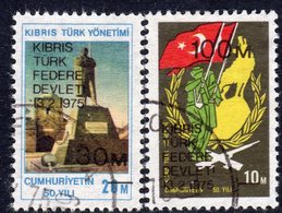 Cyprus Turkish 1975 Proclamation Of State Set Of 2 Surcharges, Used, SG 8-9 (A) - Usados