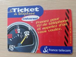 FRANCE/FRANKRIJK   TICKET 15 €   PREPAID  USED    ** 1487** - Mobicartes: Móviles/SIM)