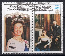 Cyprus Turkish 1986 Queen's 60th Birthday Se-tenant Pair, Used, SG 200/1 (A) - Used Stamps