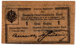 GERMAN EAST AFRICA , 1 RUPIE 1.2.1916. P-18b , TICK GREY BROWN PAPER , SERIE N - Deutsch-Ostafrikanische Bank