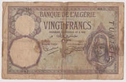 TUNISIA 20 FRANCS 9.4.1929. P-6b , VG - Tusesië