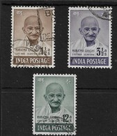 INDIA 1948 GANDHI SET TO 12a SG 305/307 FINE USED Cat £17.75 - Used Stamps