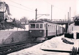 Chemin De Fer Lausanne Echallens Bercher, Train à Bercher Sous La Neige, Photo 1963 BVA LEB 79.8 - Bercher
