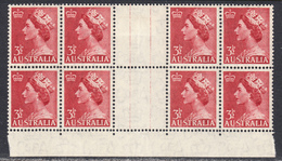 Australia 1953-56 Mint No Hinge/mounted, See Notes, Gutter Block Of 8, Sc# ,SG 263 - Nuovi