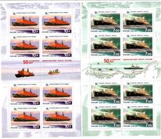 Russia 2009 . Ice-breakers Fleet. 4 Sheetlets,each Of 8+2 Labels.   Michel # 1552-55 KB - Nuevos