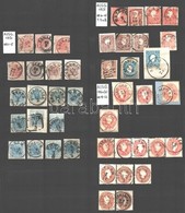 O 1850-1864 73 Db Bélyeg és Kivágás Közte Sok Szép Bélyegzés, Nagy Berakó Lapon / 73 Stamps And Cuttings With A Lot Of N - Other & Unclassified
