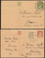 1922-1928 2 Db Díjjegyes Levelezőlap Cseh-ruszin Kétnyelvű Bélyegzéssel / 2 PS-cards With "PERECIN" And "VELIKIJ BICKIV" - Autres & Non Classés