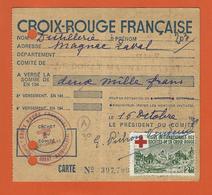 FRANCE CARTE CROIX ROUGE FRANCAISE 1950 - Documentos Históricos