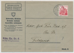 CH 215 Auf Brief Mit Truppenstempel - FELDPOST DIVISION 3 - 15.1.40 - Postmarks