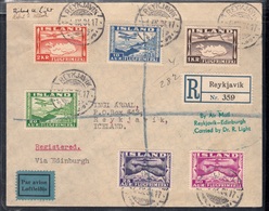 ISLANDA 1931 POSTA AEREA FDC SET UNIFICATO A15/A20 SU RACCOMANDATA  DEL 1.9.1934 SPLENDIDA - Airmail