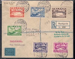 ISLANDA 1931 POSTA AEREA FDC SET UNIFICATO A15/A20 SU RACCOMANDATA  DEL 1.9.1934 SPLENDIDA - Poste Aérienne