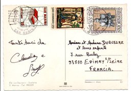 SAINT MARIN AFFRANCHISSEMENT COMPOSE SUR CARTE POUR LA FRANCE 1982 - Briefe U. Dokumente