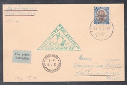 ISLANDA 1931  POSTA AEREA GRAZ ZEPPELIN  1 KR. UNIFICATO N. A10   SPLENDIDA 03.06.1931 - Luchtpost