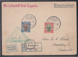 ISLANDA 1931  POSTA AEREA GRAZ ZEPPELIN  1 KR. + 30 AUR  UNIFICATO N. A9/A10   SPLENDIDA 03.06.1931 - Airmail