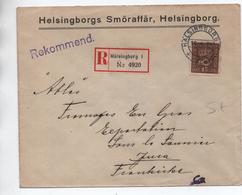 1928 - ENVELOPPE RECOMMANDEE De HÄLSINGBORG Pour LONS LE SAUNIER (JURA) - Covers & Documents