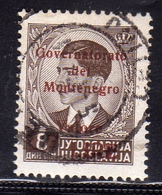 OCCUPAZIONE ITALIANA MONTENEGRO 1942 GOVERNATORATO RED OVERPRINTED SOPRASTAMPA ROSSA LIRE 8d USATO USED OBLITERE' - Montenegro