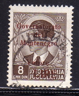 OCCUPAZIONE ITALIANA MONTENEGRO 1942 GOVERNATORATO RED OVERPRINTED SOPRASTAMPA ROSSA LIRE 8d USATO USED OBLITERE' - Montenegro