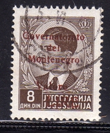 OCCUPAZIONE ITALIANA MONTENEGRO 1942 GOVERNATORATO RED OVERPRINTED SOPRASTAMPA ROSSA LIRE 8d USATO USED OBLITERE' - Montenegro