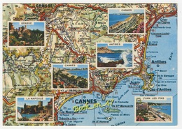 {59336} Côte D' Azur French Riviera Carte Et Multivues ; Cagnes , Grasse , La Napoule , Juan Les Pins , Antibes , Cannes - Cartes Géographiques