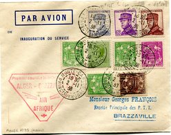 MONACO LETTRE PAR AVION AVEC CACHET "PREMIER COURRIER BI-HEBDOMADAIRE ALGER-BRAZZAVILLE AIR ARIQUE" DEPART MONTE-CARLO.. - Covers & Documents