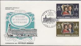 3501   FDC  Port Vila 1972, Noces  D'Argent Royales , Boda De Plata Real, Condominium. - Covers & Documents