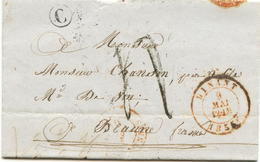 BELGIQUE - CAD DINANT + BOITE C SUR LETTRE AVEC TEXTE DE FLAVION POUR LA FRANCE, 1855 - 1830-1849 (Onafhankelijk België)