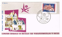 Bruxelles Expo 58  Cachets 1er Jour D'ouverture De L'Expo  Sur 2 FDC Belges Et Cachet 1 Er Jour Pavillon De France - 1958 – Brussel (België)