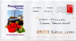 Entier Postal PAP Local Personnalisé Bretagne Finistère Plougastel Daoulas La Presqu'île Aux Trésors Fruit Fraise - Listos Para Enviar: Transplantes/Beaujard