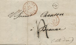 BELGIQUE - CAD GOSSELIES + BOITE R SUR LETTRE AVEC TEXTE DE FRASNES POUR LA FRANCE, 1852 - 1849-1865 Medallones (Otros)