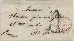 BELGIQUE - CAD DINANT + BOITE A SUR LETTRE AVEC TEXTE DE BOUVIGNES POUR LA FRANCE, 1852 - 1849-1865 Medaillen (Sonstige)