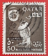 Qatar 1964 Peregrine Falcon Stamp 50 Naye Paise RARE OVERPRINT DIRHAM. Used. Very Fine. - Qatar