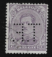 PERFIN BELGIO - 1915-valore Usato Da 15 C. Effigie Di RE ALBERTO I° Con Perforazione - In Buone Condizioni. - 1909-34