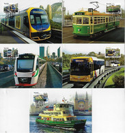 Australia 2012 5 Postal Stationery Maximum Card City Transport Train Tram O'Bahn Ferry Boat - Autres (Terre)