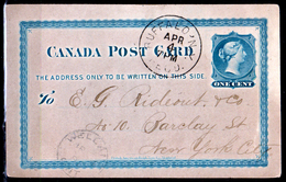 Canada-0001 - Cartolina Postale Da 1 Cent. - Tracce Di Tempo Passato. - 1860-1899 Règne De Victoria