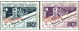Ref. 140582 * MNH * - SAN MARINO. 1943. 	PERIODICALS OF SAN MARINO	 . PERIODICOS DE SAN MARINO - Unused Stamps