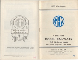 Catalogue GEM 1975 GEORGE E MELLOR MODEL RAILWAY PRODUCTS OO Gauge Kits - Inglés