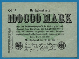 DEUTSCHES REICH 100.000 Mark   	25.07.1923	# OE11 P# 91a - 100000 Mark