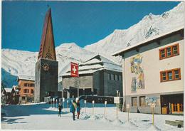 Suisse : SAAS - FEE ,  Wallis , Kirche Und  Dorfplatz , Alphubel , Täschtorn , Dom - Saas Im Prättigau