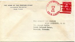 ETATS-UNIS LETTRE DEPART AIR MAIL SERVICE APR 15 1925 NEW YORK (VOL LAKEHURST BERMUDES PAR LE "LOS ANGELES")............ - 1c. 1918-1940 Brieven