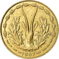 Monnaie, West African States, 5 Francs, 1987, TTB, Aluminum-Nickel-Bronze, KM:2a - Costa D'Avorio