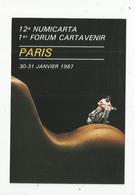 Cp, Bourses & Salons De Collections, 12 E Numicarta ,1 Er Forum Cartavenir , Paris , 1987 ,moto ,créationP. Pastor - Beursen Voor Verzamellars