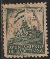 España 1940 Edifil BA26 Sello º Barcelona Frontispicio Del Ayuntamiento Nº Control Al Dorso 5c Michel ZB26 Yvert BA43 - Barcelona
