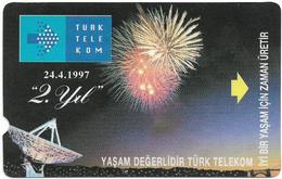 Turkey - TT - Alcatel - R Advert. Series - 2nd Annv. Of TT, Fireworks, R-102A, (Check Front Message!), 60U, 1997, Used - Turquie