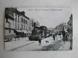 PHOTO Repro De CPA (J. Renaud) - Train - Livry - Place De La Fontaine - Le Départ Du Train - Trains