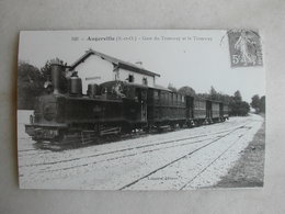 PHOTO Repro De CPA (J.H. Renaud) - Train - Angerville - Gare Du Tramway Et Le Tramway - Treinen
