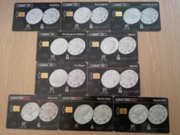 MEXICO 10X CHIPCARD SERIE COINS ON CARDS, LADATEL 5X$30,2X$50,3X$100,-NO 1/10    ** 1545** - Mexiko