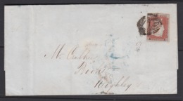 GB 1d Red Imperf CL 1846 Cover London IS #1 To Keighley 0217 - Lettres & Documents