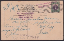 1910-H-95 CUBA REPUBLICA 1910 1c POSTCARD TO US UNCLAIMEND & FORWARDED CAMAGUEY WATER WORK. - Lettres & Documents