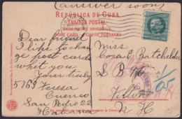 1917-H-355 CUBA REPUBLICA 1917 1c POSTCARD 1919 POSTAGE DUE TO US. OLD TOWN VILLAGE. - Lettres & Documents