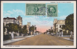 1928-H-74 CUBA REPUBLICA 1928 1c POSTCARD SUGAR MILL HERSEY SPECIAL DELIVERY CANCEL TO CZECHOSLOVAKIA. - Briefe U. Dokumente